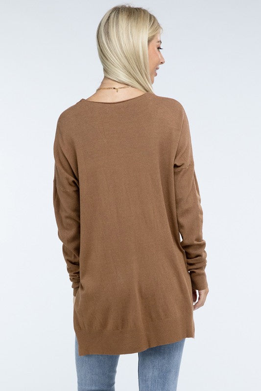 Hi-Low Hem Front Seam Sweater - Classique Collection