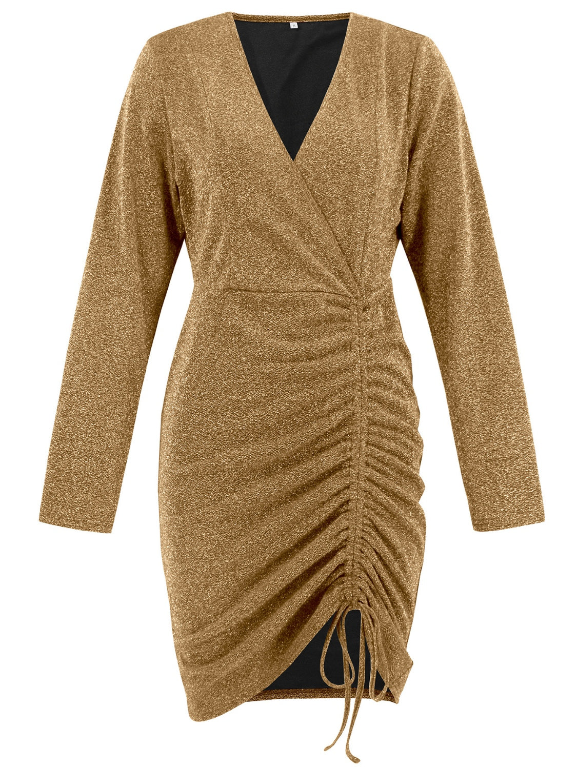 Ruched Heathered Surplice Long Sleeve Mini Dress - Classique Collection