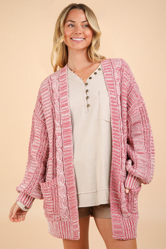 VERY J Cable Knit Open Front Cardigan - Classique Collection