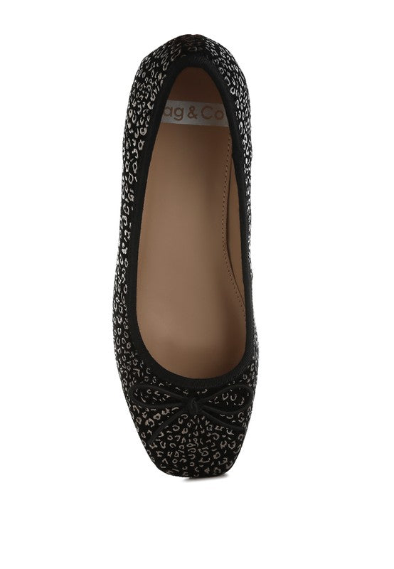 Ningen Leopard Print Block Heel Ballerinas - Classique Collection