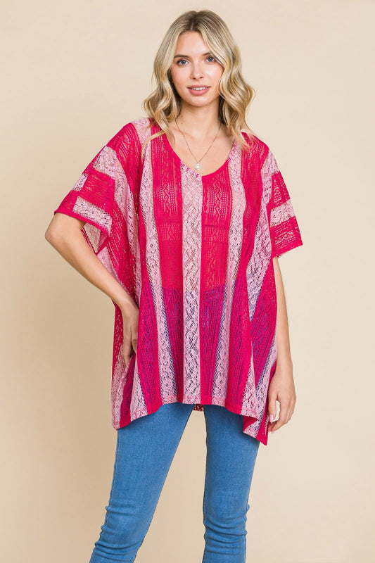 Cotton Bleu by Nu Label V Neck Drop Shoulder Oversize Top - Classique Collection