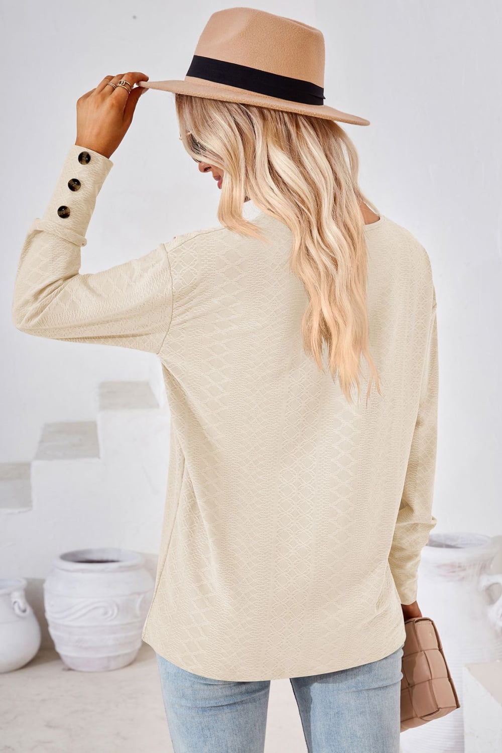 V-Neck Long Sleeve Blouse - Classique Collection