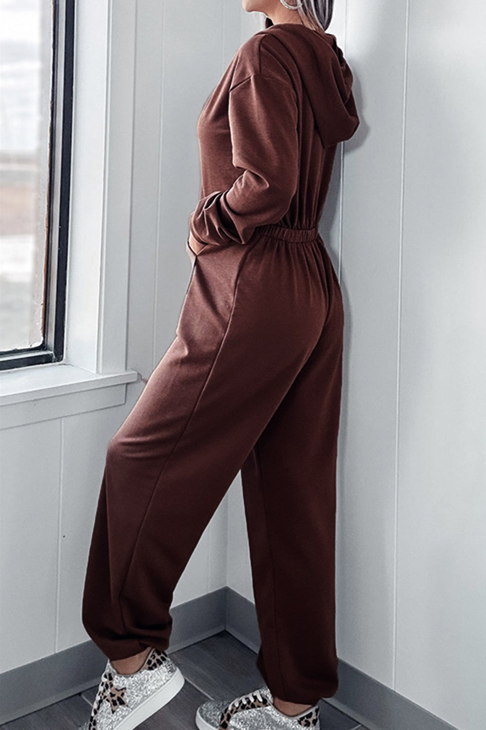 Full Size Drawstring Long Sleeve Jumpsuit - Classique Collection