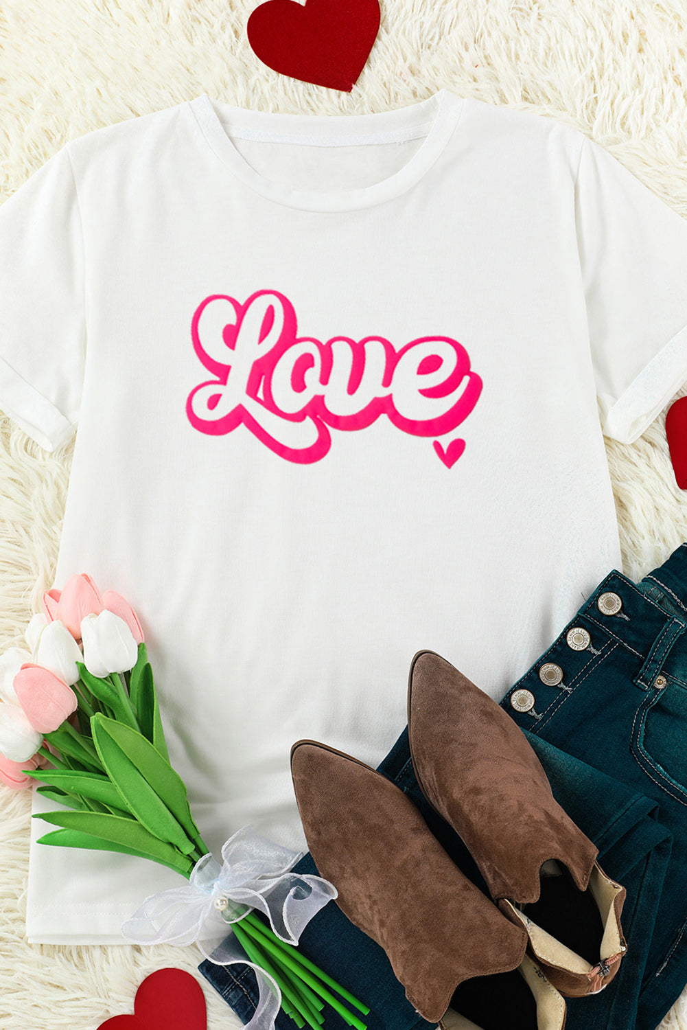 LOVE Round Neck Short Sleeve T-Shirt - ClassiQ