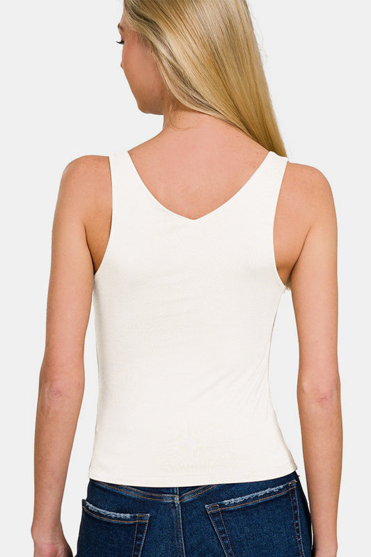 Zenana Double Layer V Neck Tank - Classique Collection