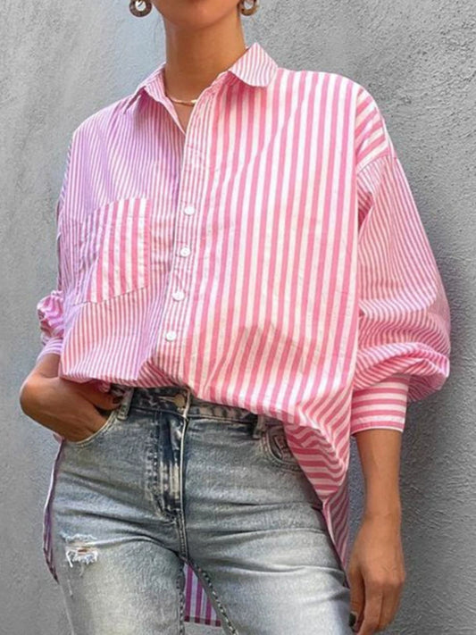 Striped Button Down Long Sleeve Shirt - Classique Collection