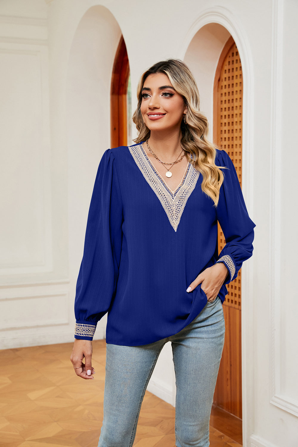 Contrast Puff Sleeve Blouse - Classique Collection