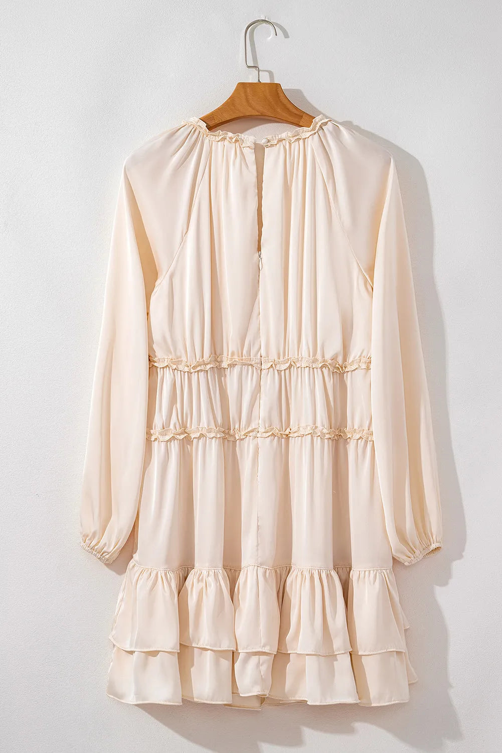 Frill Ruffled V-Neck Long Sleeve Mini Dress - Classique Collection