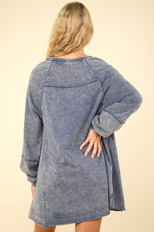 VERY J Mineral Washed Oversized A-Line Mini Dress - Classique Collection