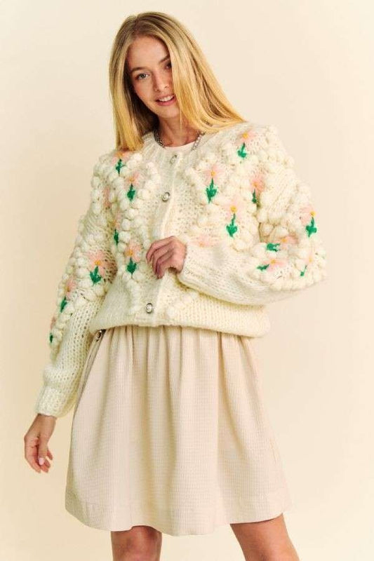Davi & Dani Floral Pattern Button Down Cardigan - Classique Collection