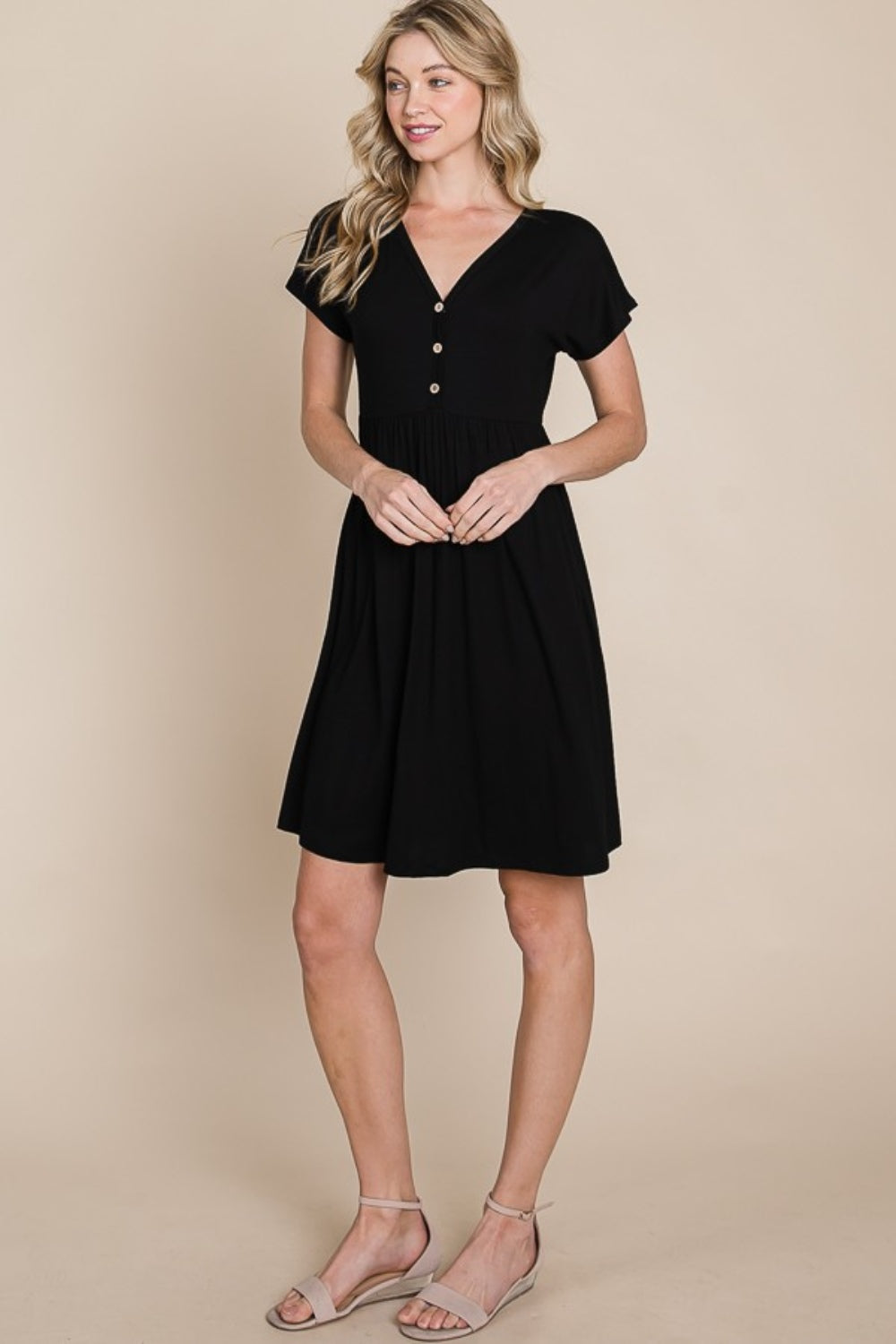 BOMBOM V-Neck Short Sleeve Dress - Classique Collection