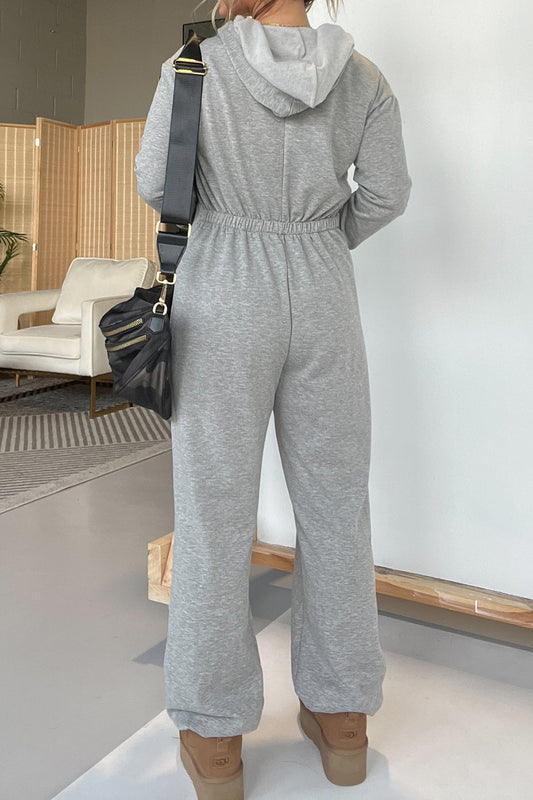 Full Size Drawstring Long Sleeve Jumpsuit - Classique Collection