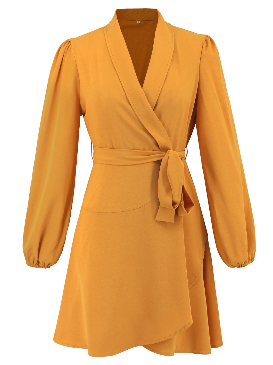 Surplice Tie Waist Long Sleeve Mini Dress - Classique Collection