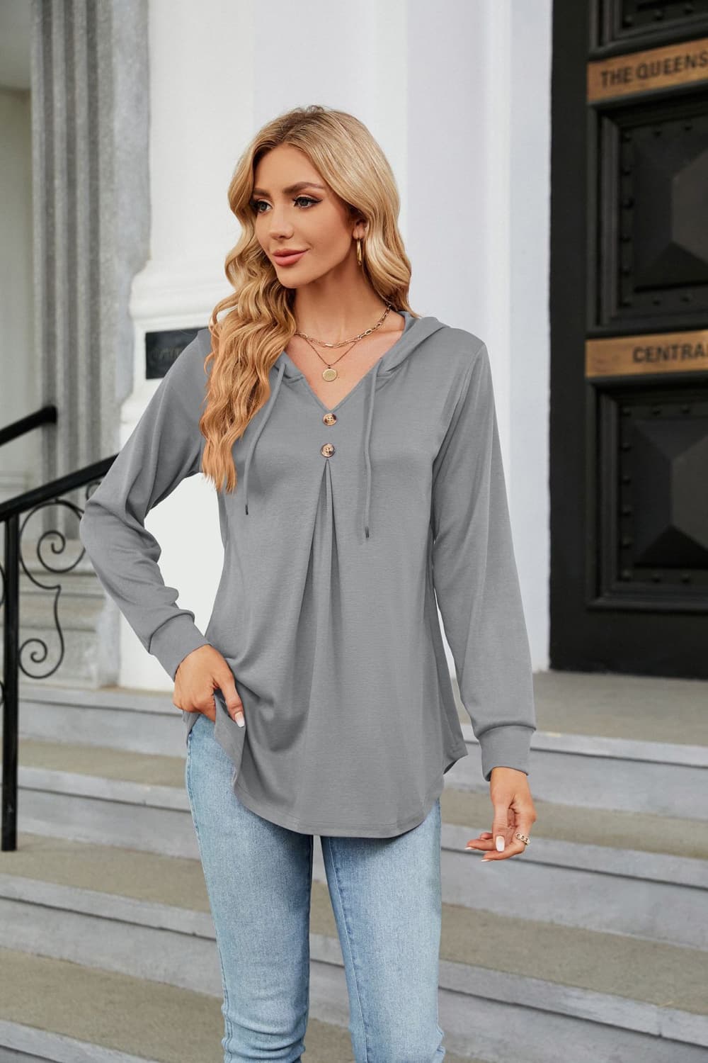 Long Sleeve Hooded Blouse - Classique Collection