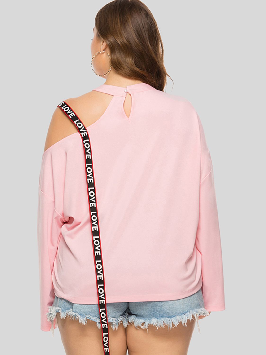 Plus Size Cold-Shoulder Round Neck Blouse - Classique Collection