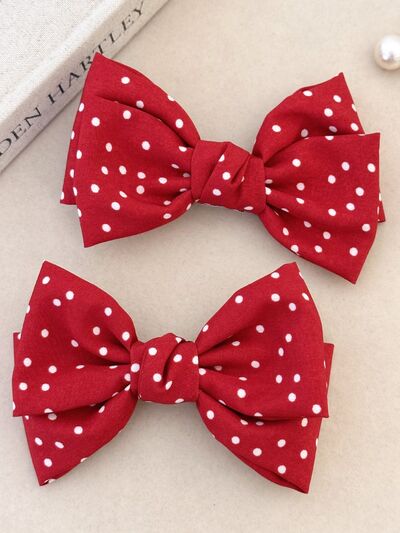 2 - Piece Polka Dot Bow Hair Clip