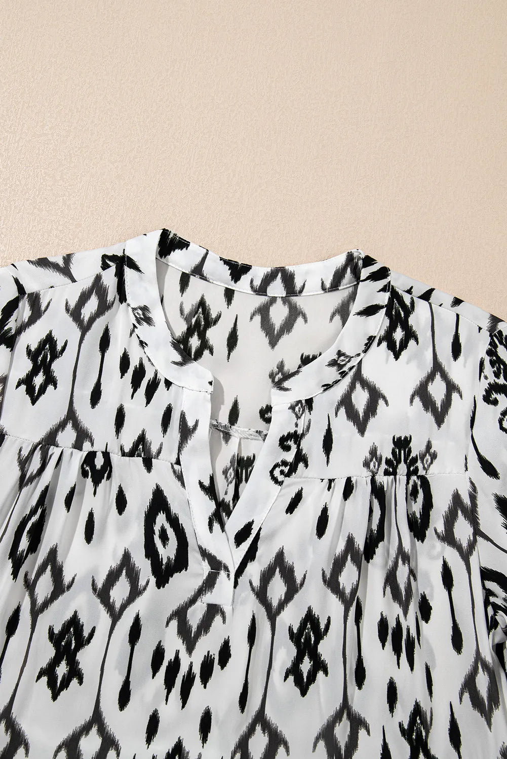 Tiered Printed Notched Long Sleeve Midi Dress - Classique Collection