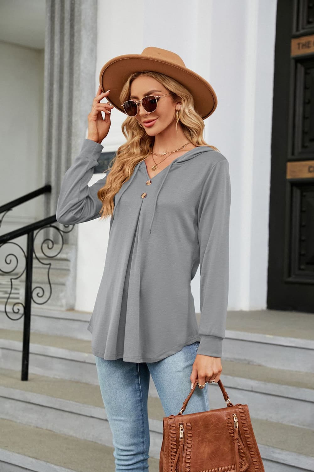 Long Sleeve Hooded Blouse - Classique Collection