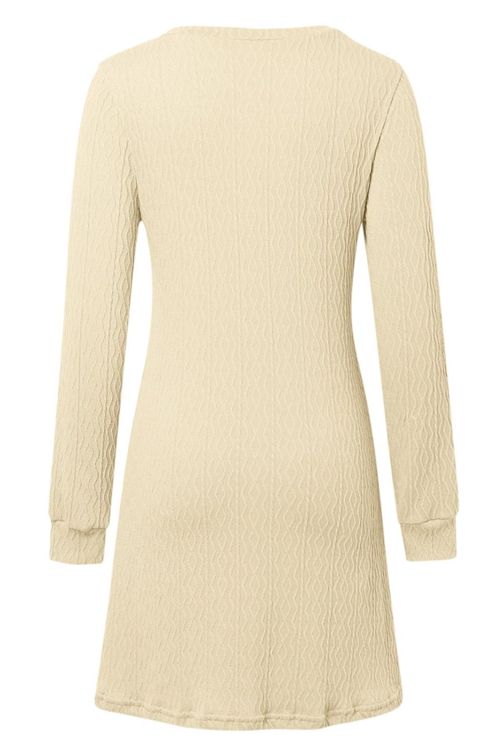 Texture V-Neck Long Sleeve Dress - Classique Collection