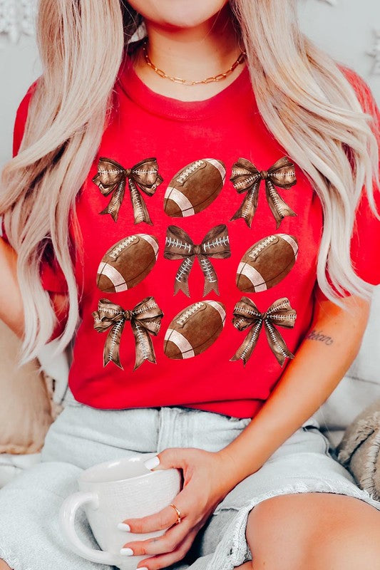 Coquette Football Bow Graphic Tee - ClassiQ