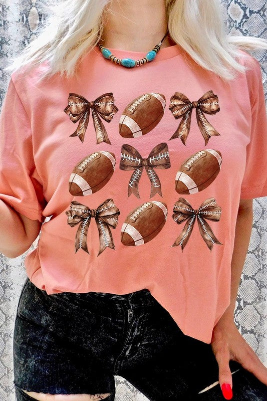 Coquette Football Bow Graphic Tee - ClassiQ