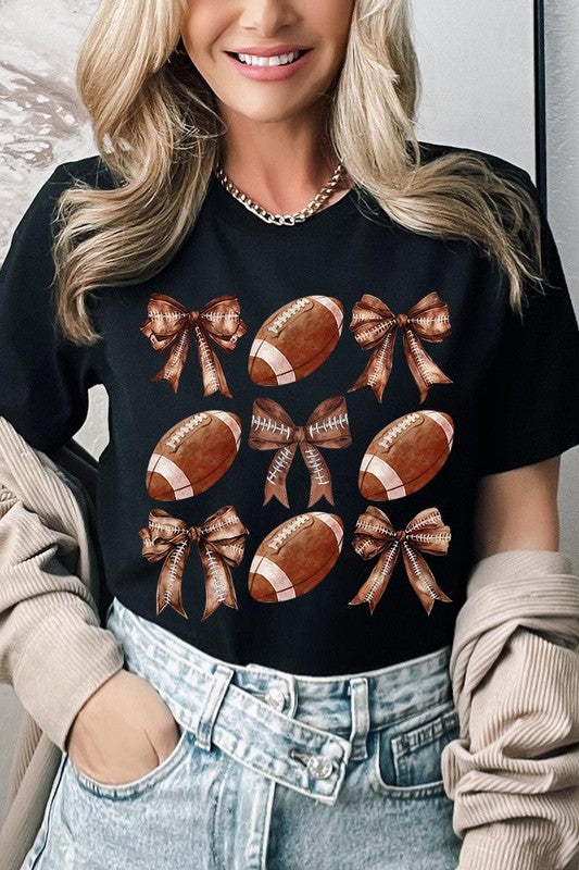 Coquette Football Bow Graphic Tee - ClassiQ
