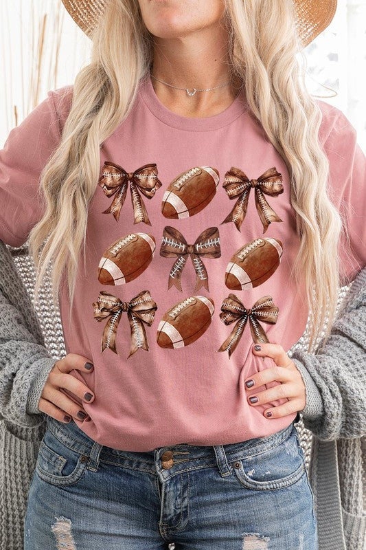 Coquette Football Bow Graphic Tee - ClassiQ