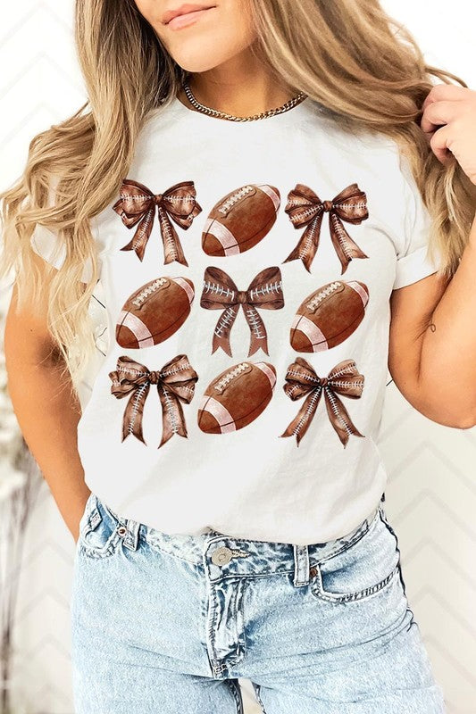 Coquette Football Bow Graphic Tee - ClassiQ