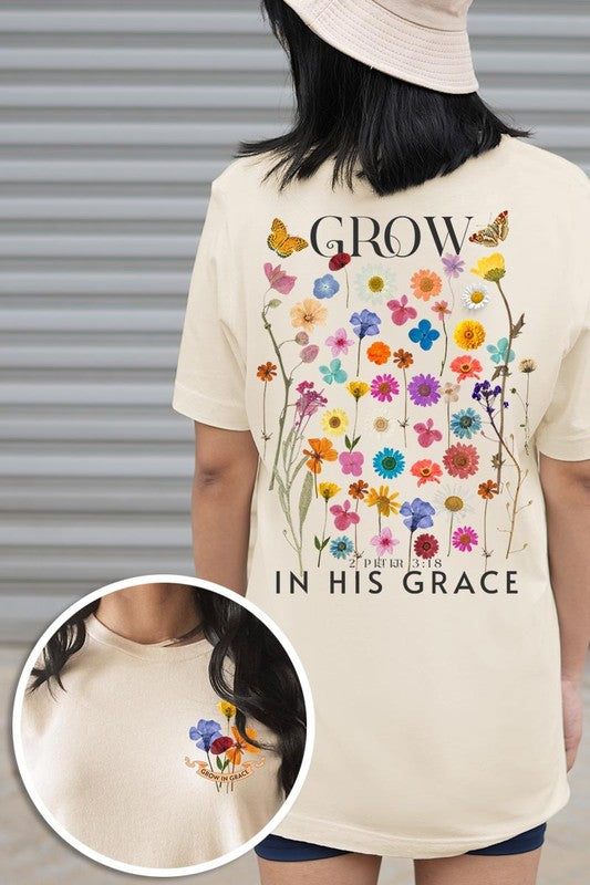 Wild Flowers Grow In Grace Graphic Tee - ClassiQ