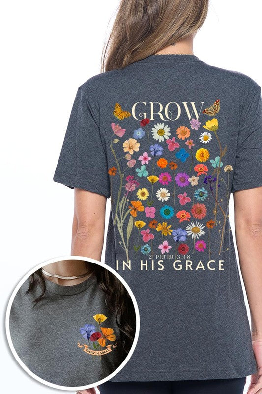 Wild Flowers Grow In Grace Graphic Tee - ClassiQ