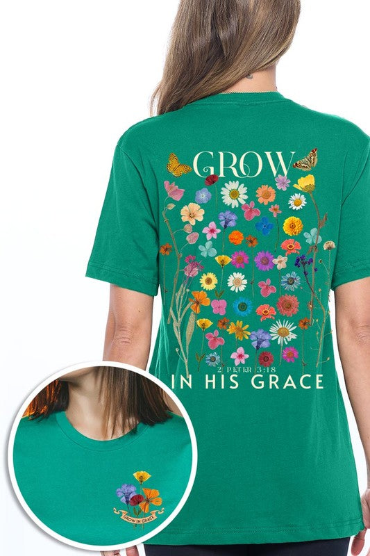 Wild Flowers Grow In Grace Graphic Tee - ClassiQ