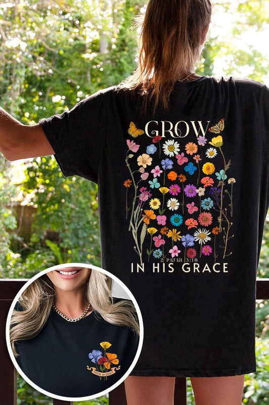 Wild Flowers Grow In Grace Graphic Tee - ClassiQ
