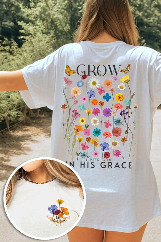 Wild Flowers Grow In Grace Graphic Tee - ClassiQ