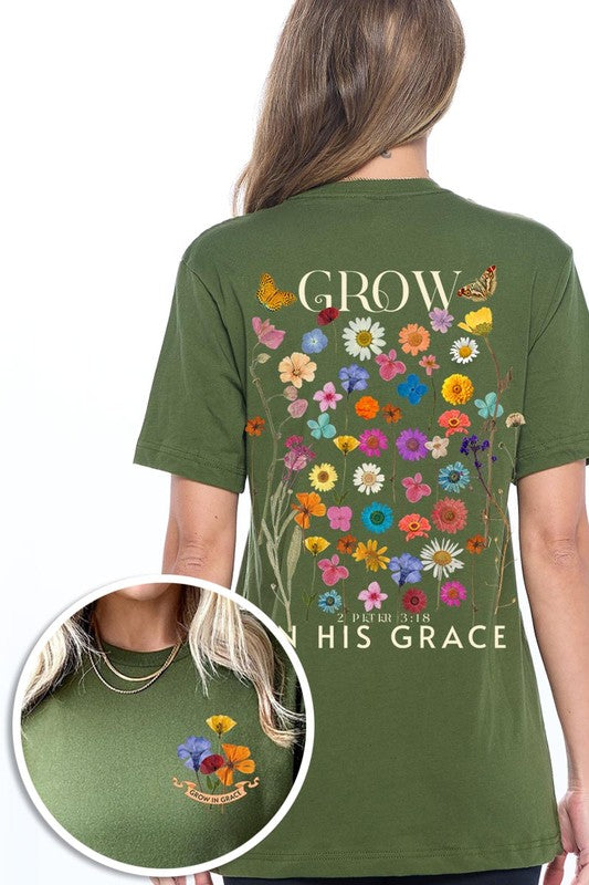 Wild Flowers Grow In Grace Graphic Tee - ClassiQ