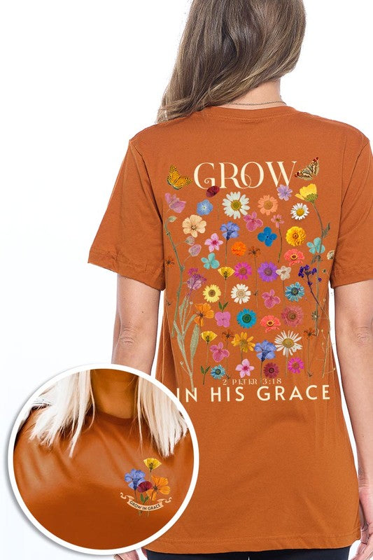 Wild Flowers Grow In Grace Graphic Tee - ClassiQ