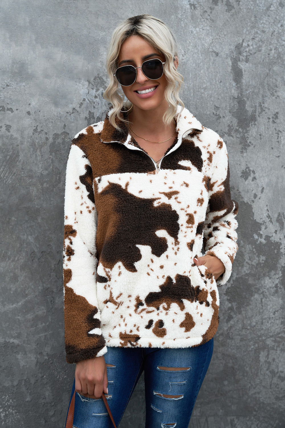 Quarter-Zip Long Sleeve Teddy Sweatshirt - Classique Collection