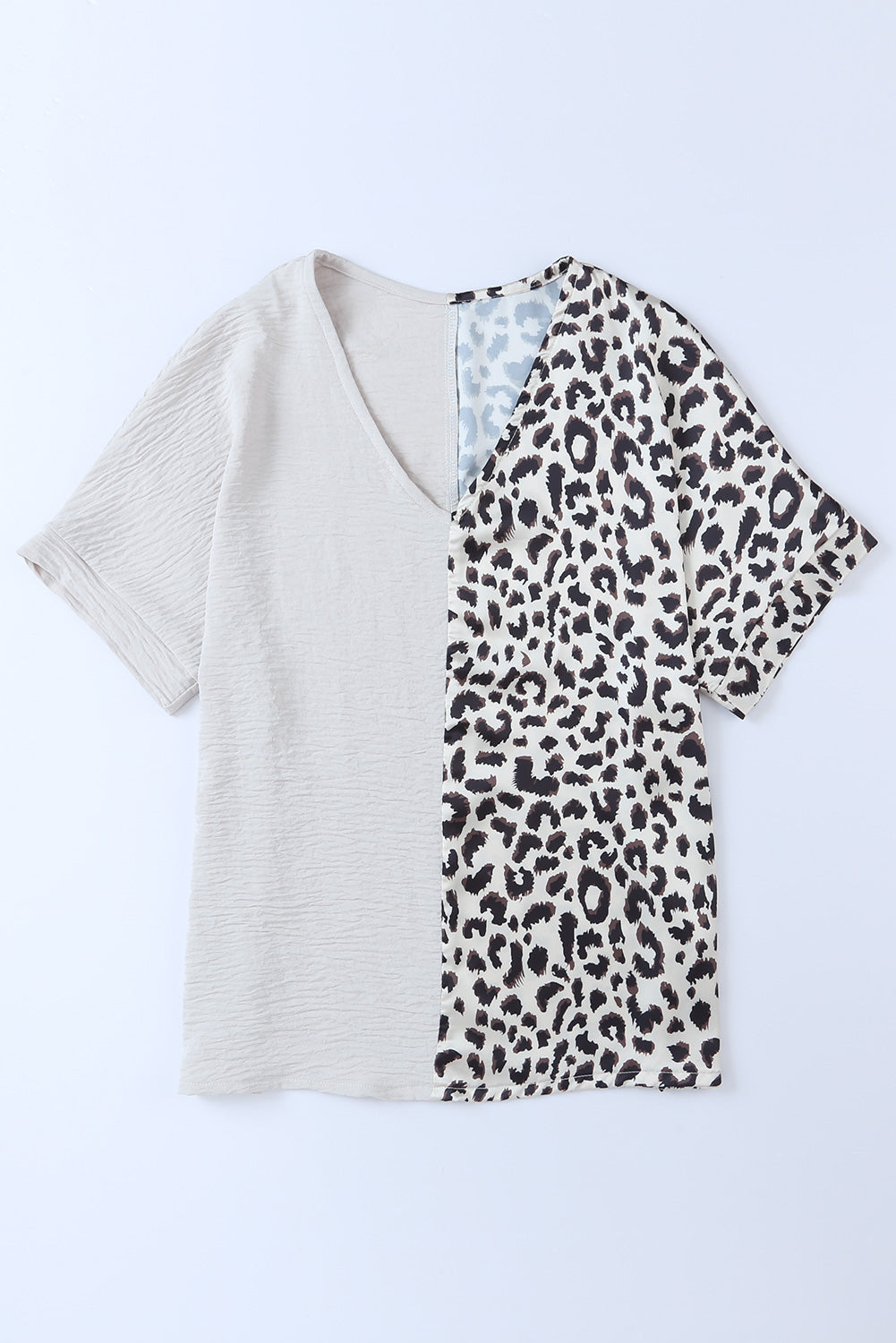 Leopard Color Block V-Neck Blouse - Classique Collection