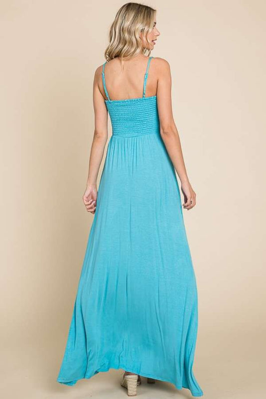 Culture Code Full Size Smocked Cami Maxi Dress with Pockets - Classique Collection