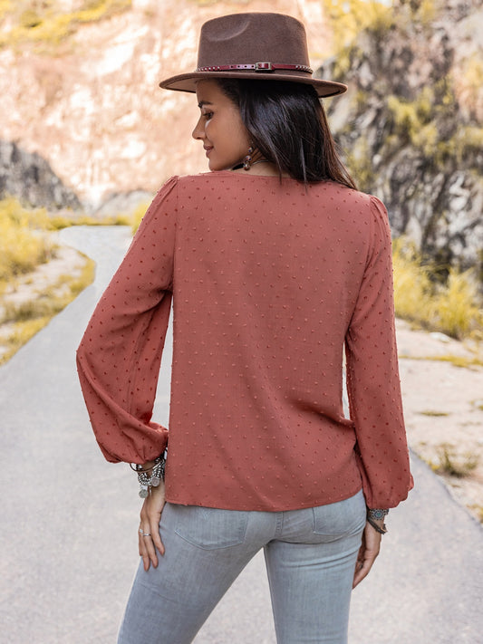 Swiss Dot V-Neck Blouse - Classique Collection