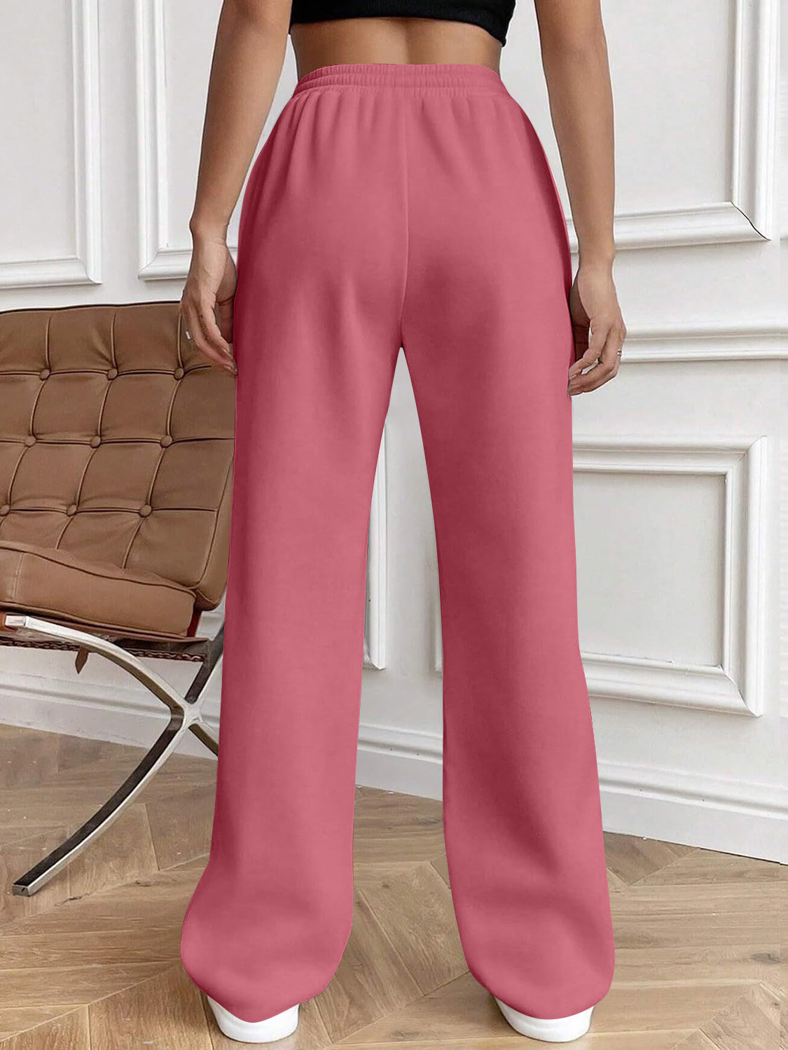 Drawstring Elastic Waist Pants with Pockets - ClassiQ
