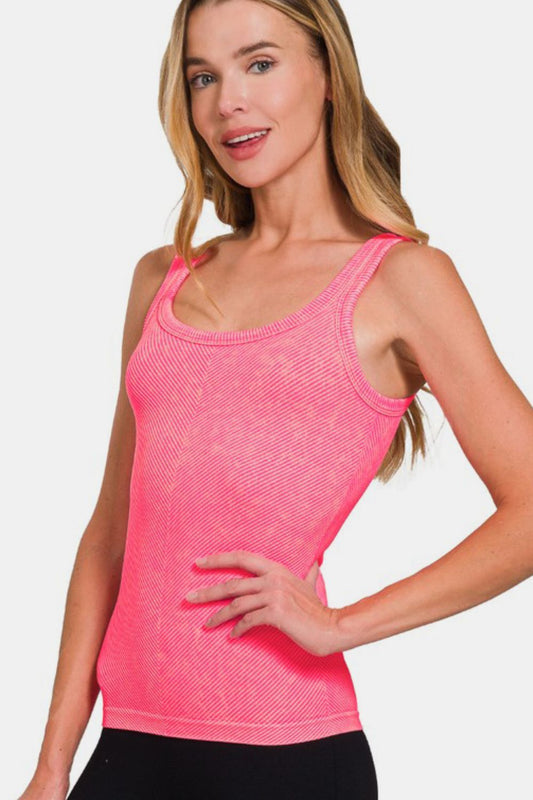 Zenana Ribbed Scoop Neck Tank - Classique Collection
