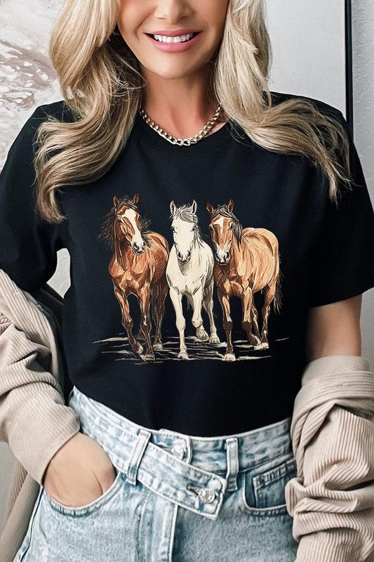 Three Horses Western Graphic Plus Tee - ClassiQ