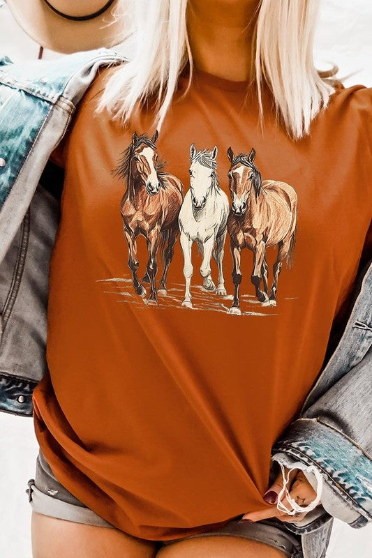 Three Horses Western Graphic Plus Tee - ClassiQ