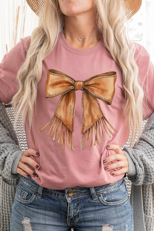 Western Cowgirl Bow Graphic Plus Tee - ClassiQ