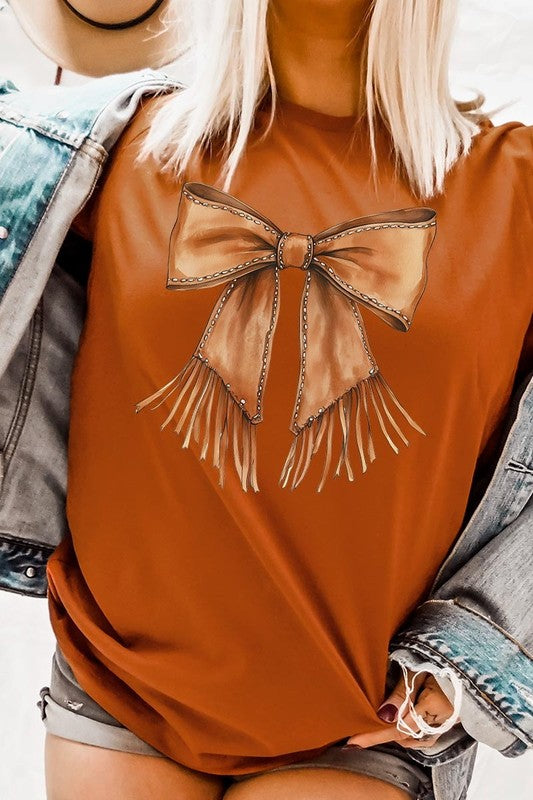Western Cowgirl Bow Graphic Plus Tee - ClassiQ