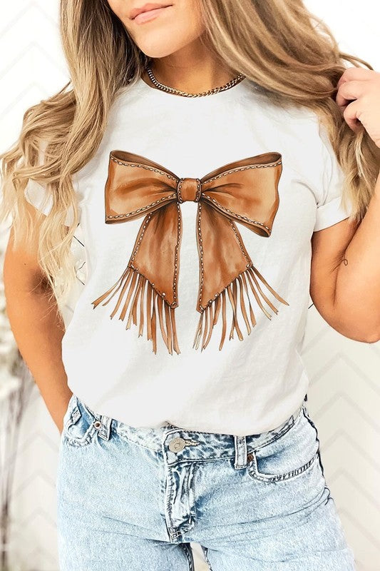 Western Cowgirl Bow Graphic Plus Tee - ClassiQ