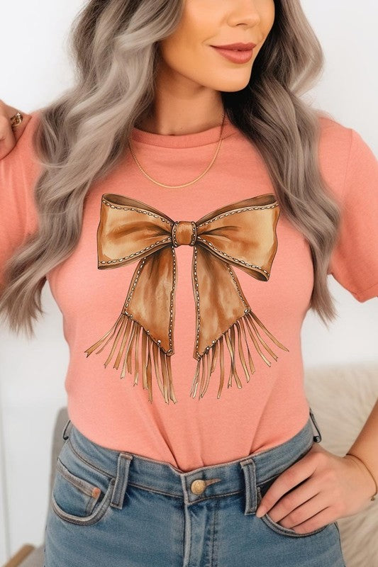 Western Cowgirl Bow Graphic Plus Tee - ClassiQ