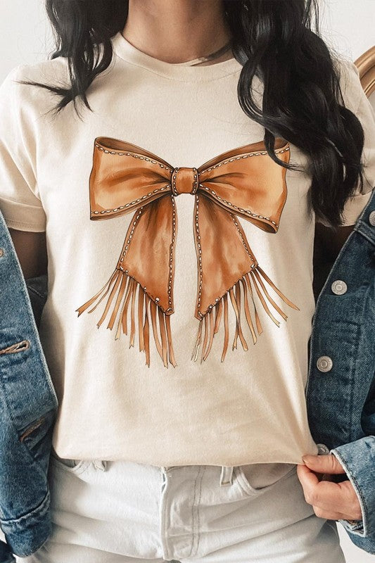 Western Cowgirl Bow Graphic Plus Tee - ClassiQ
