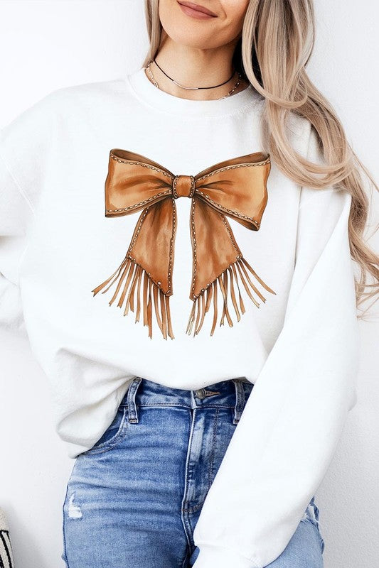Western Cowgirl Bow Graphic Plus Sweatshirt - ClassiQ