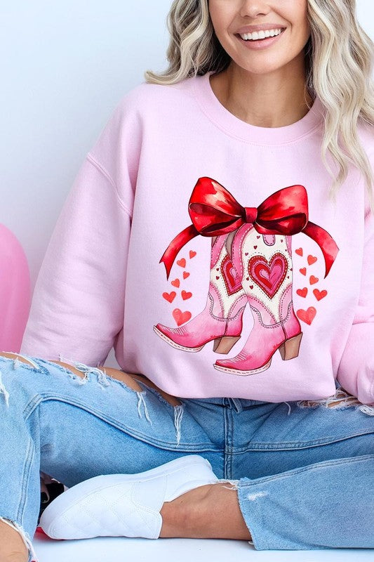 Valentine Cowgirl Boots Graphic Plus Sweatshirt - Classique Collection